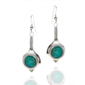 Dangling Sterling Silver & Eilat Stone Earrings by Rafael Jewelry Designer