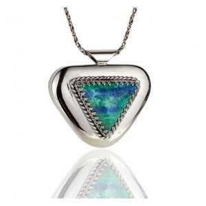 Rafael Jewelry Triangular Pendant in Sterling Silver with Eilat Stone Artists & Brands