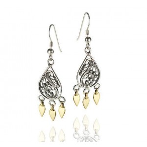 Rafael Jewelry Sterling Silver Filigree Earrings with 9k Gold Default Category