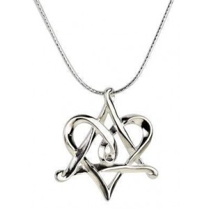 Star of David & Heart Pendant in Sterling Silver by Rafael Jewelry Star of David Collection