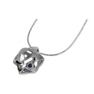 Rafael Jewelry Star of David Pendant in Sterling Silver with Sapphire Jewish Jewelry