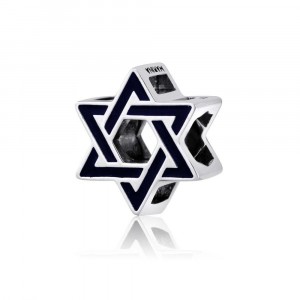 Blue Enamel Star Of David Pendant in 925 Sterling Silver
 Jewish Jewelry