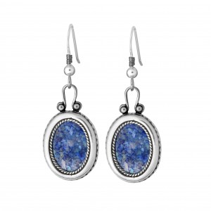 Oval Roman Glass Earrings in Sterling Silver by Rafael Jewelry Jewish Jewelry