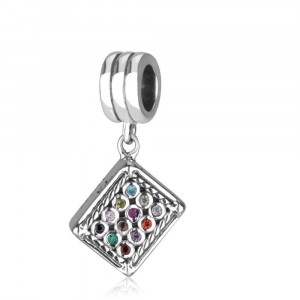 Choshen Charm in Sterling Silver and Gems Jewish Jewelry