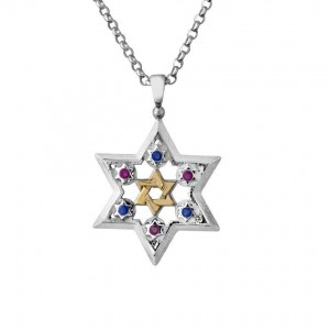 Rafael Jewelry Star of David Pendant in Sterling Silver with Gemstones Star of David Collection