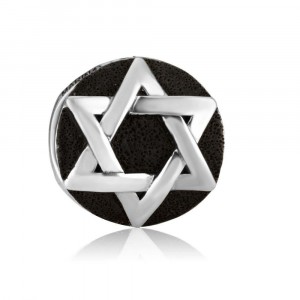 925 Sterling Silver Star of David Charm with a Black Enamel Sterling Silver Judaica