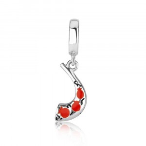 Ram’s Horn in 925 Sterling Silver with Red Enamel Finish
 Sterling Silver Judaica