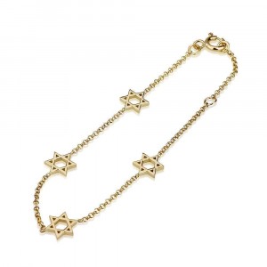 Star of David Charm Bracelet in 14K Yellow Gold by Ben Jewelry Jewish Bracelets