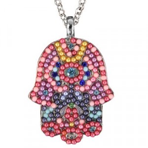 Yair Emanuel Large Hamsa Necklace in Colours Jewish Jewelry