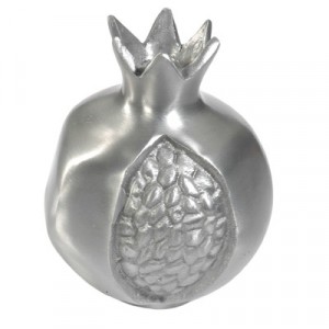 Yair Emanuel Large Aluminum Pomegranate Decoration in Silver Candle Holders & Candles