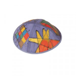 Yair Emanuel Multicolor Silk Kippah with Multicolor Designs Modern Judaica