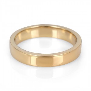 14K Gold Jerusalem-Made Traditional Jewish Flat-Sided Wedding Ring (4 mm) Jewish Occasions