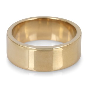 14K Gold Jerusalem-Made Traditional Jewish Flat-Sided Wedding Ring (8 mm) Hebrew Wedding Rings