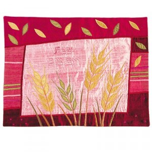 Yair Emanuel Challah Cover with Embroidery of Wheat in Raw Silk Jewish Occasions