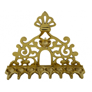 Brass Hanukkah Menorah with 16th Century Italian Design Candle Holders
