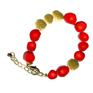 Coral Bracelet with Gold Beads Jewish Bracelets