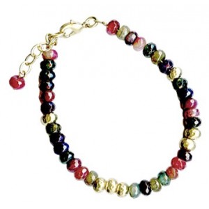 Colorful Bracelet with Agate Beads and Gold Jewish Bracelets