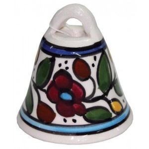 Armenian Ceramic Bell with Anemones Floral Motif Israeli Souvenirs