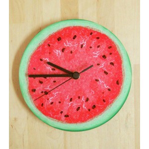 Wall Clock with Watermelon Design in Green and Red Clocks