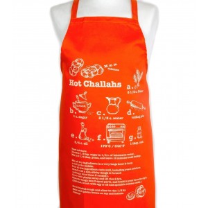 Cotton Apron with Recipe for Hot Challahs in Orange Outlet Store