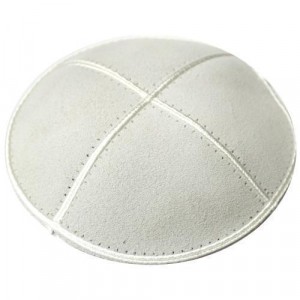 Suede Off-White Kippah with Four Sections in 16 cm Kippot
