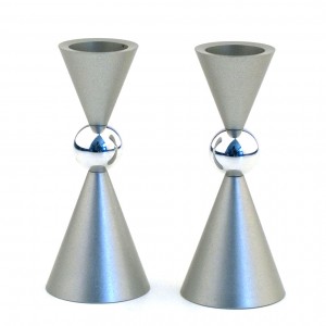 Small Shabbat Candlesticks with Ball Shaped Center Candle Holders