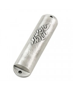 Wide Silver Mezuzah with ‘Shema Yisrael’ in Contemporary Hebrew Font Artists & Brands