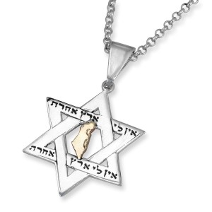 No Other Land Star of David Necklace Made From Sterling Silver and Gold Jewish Necklaces