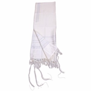 White and Silver Carmel Tallit Jewish Occasions