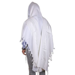 White and Silver Hermonit Tallit Traditional Tallit