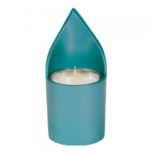 Turquoise Memorial Candle Holder by Yair Emanuel Shabbat Candlesticks