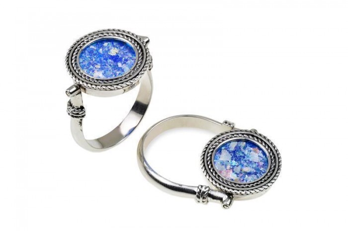 Ring in Sterling Silver and Roman Glass-Rafael Jewelry