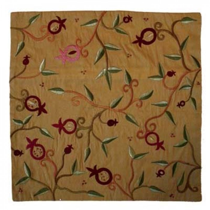Yair Emanuel Pillow Cover – Embroidered Pomegranates on Gold