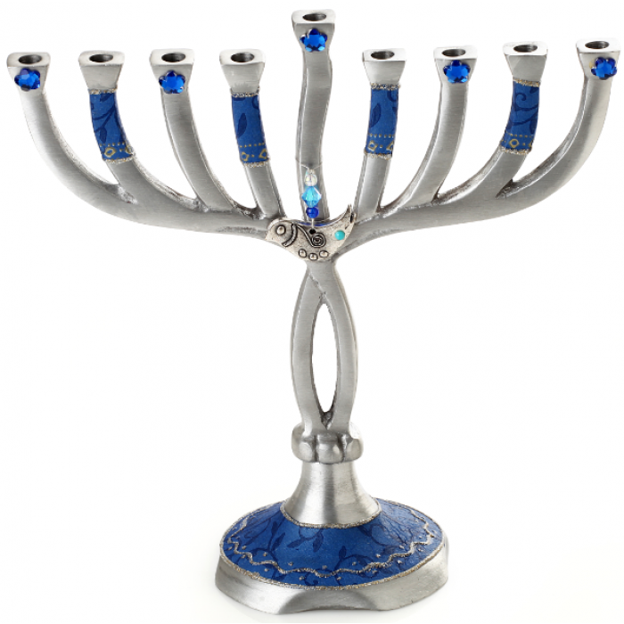 Branched Menorah With Bird and Blue covers