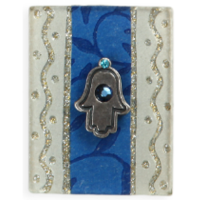 Match Box with Hamsa and Blue Leaves