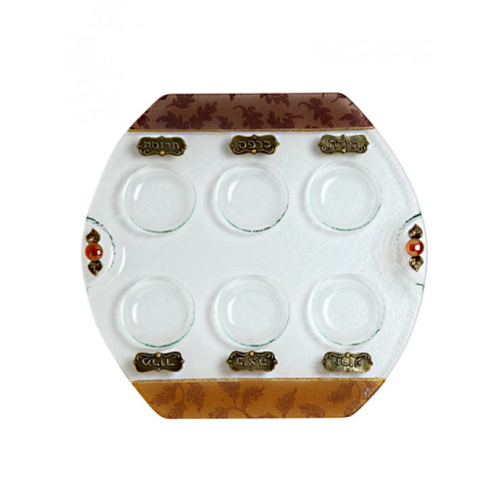 Glass Seder Plate with Fall Leaves, Plaques and Bowls in a Row