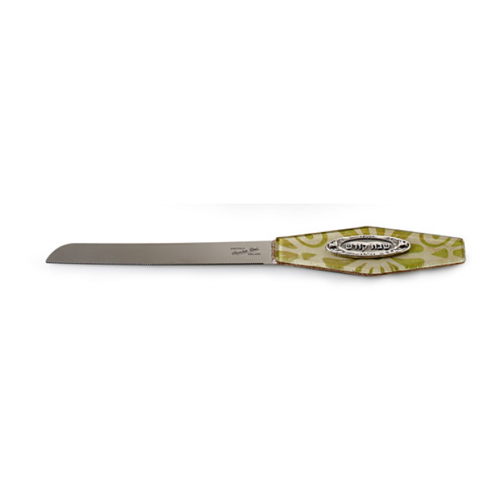 Challah Knife with Detailed Glass Handle