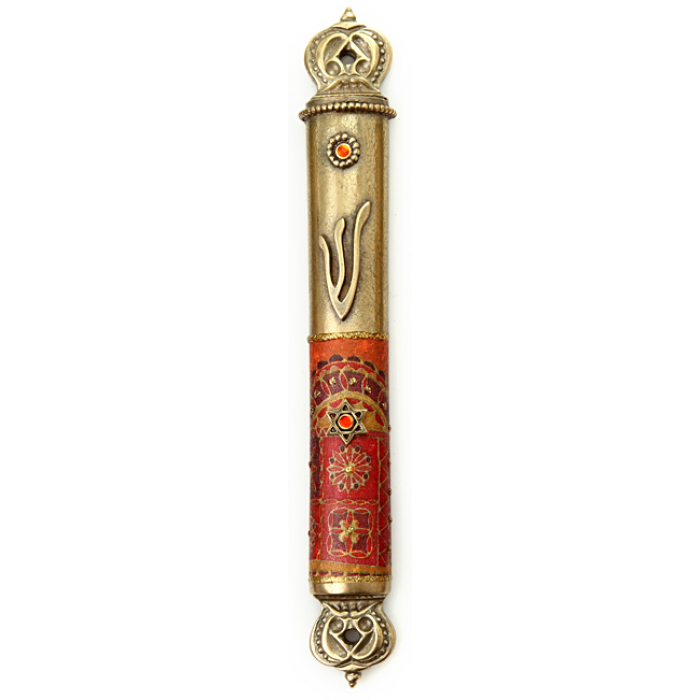 Brass Mezuzah with Moroccan Inspired Print