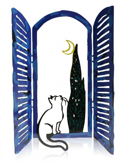 David Gerstein The Cat and The Moon Window Sculpture