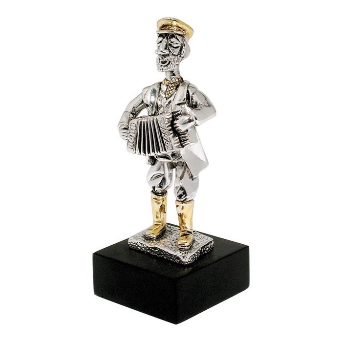 Sterling Silver Miniature (6cm x 3cm) Accordion Player Figurine