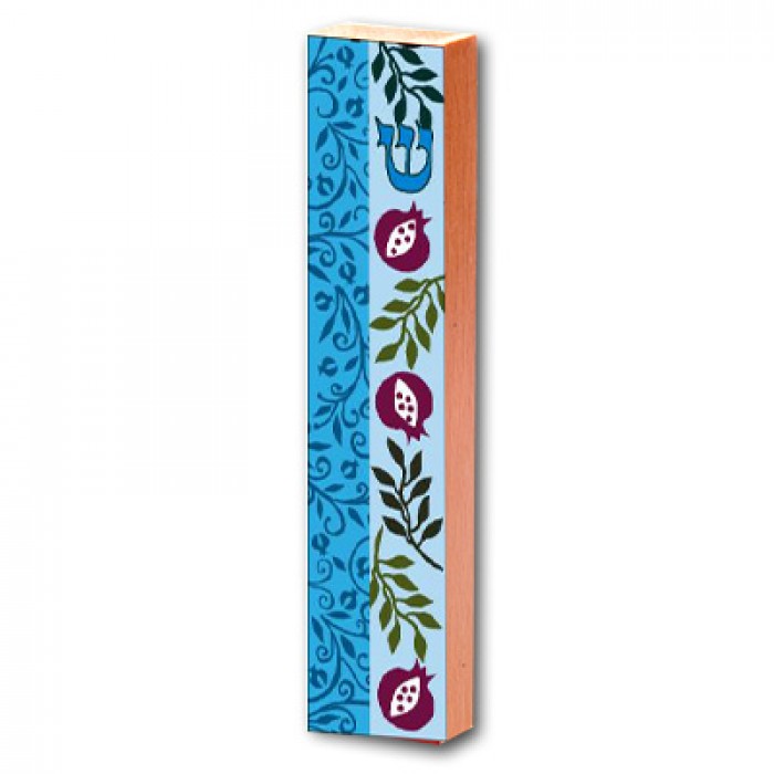 Floral, Pomegranates, and Olive Branches Mezuzah