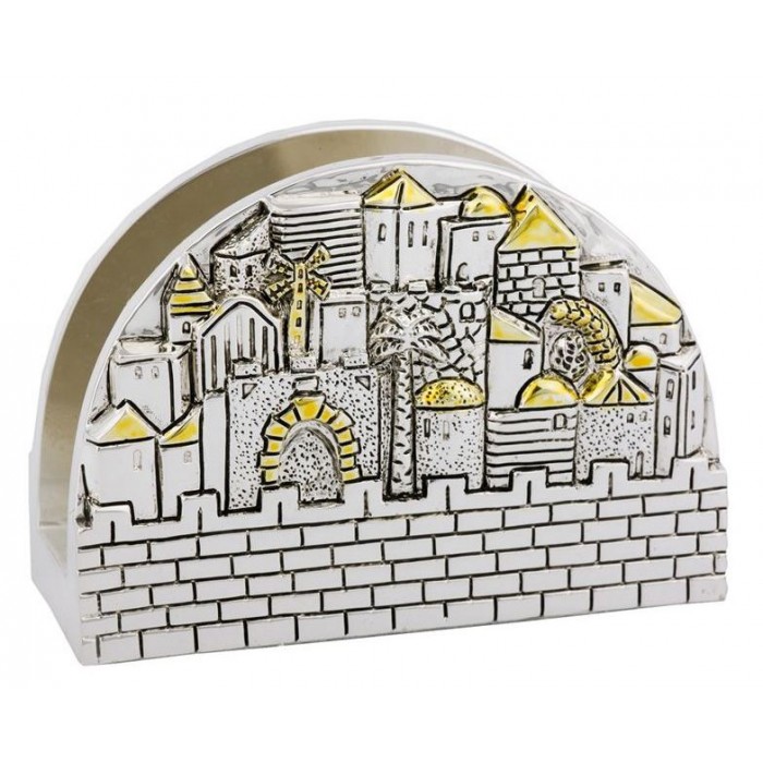 Sterling Silver Napkin Holder with Jerusalem inside its Walls