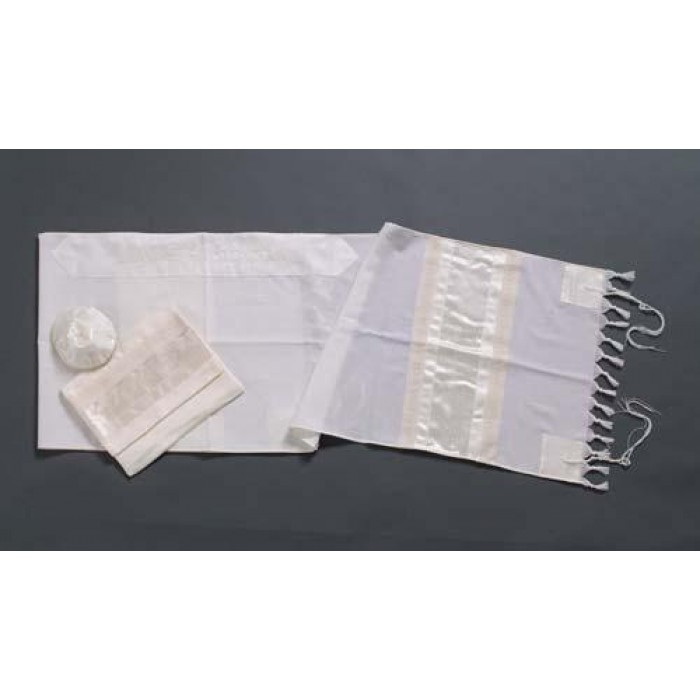 Women’s Tallit with White Ribbon by Galilee Silks