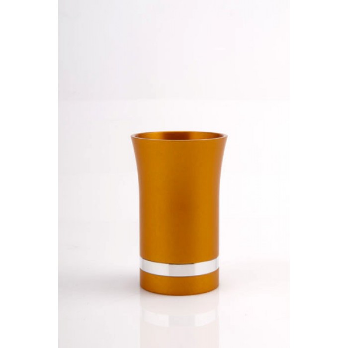 Small Orange Aluminum Kiddush Cup with Matching Silver Stripe