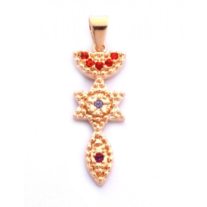 Messianic Pendant in Gold Plated Embellished with Stones