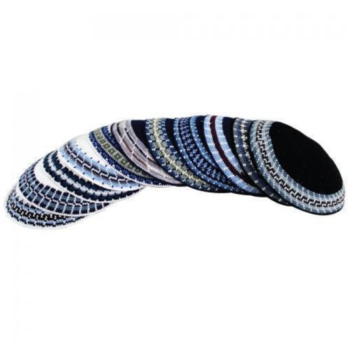 Assorted Knitted Kippah with Various Stripes