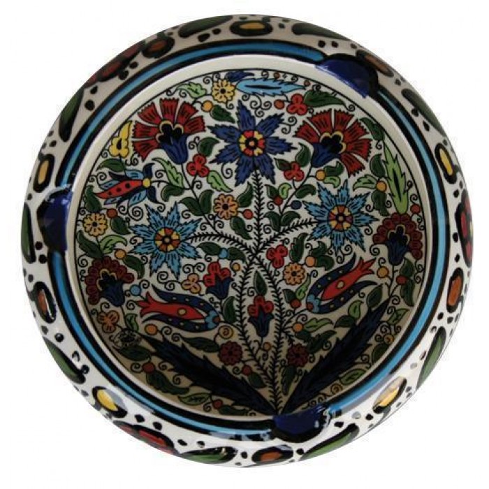 Armenian Ceramic Round Ashtray with Floral Scilla Armenia Motif
