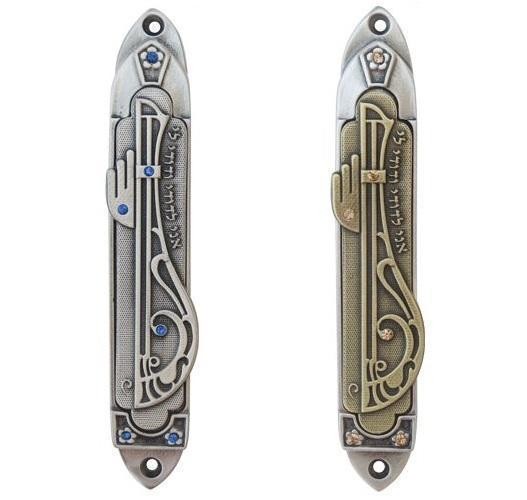 Mezuzah Ani L'Dodi with Harp Design in Silver
