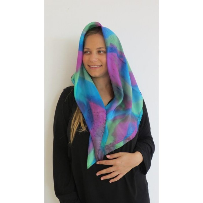 Silk Scarf with Colorful Composition by Galilee Silks