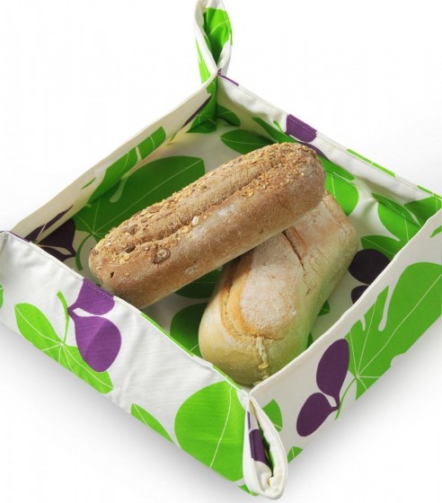 Bread Basket in Square Shape with Fig Leaf Design